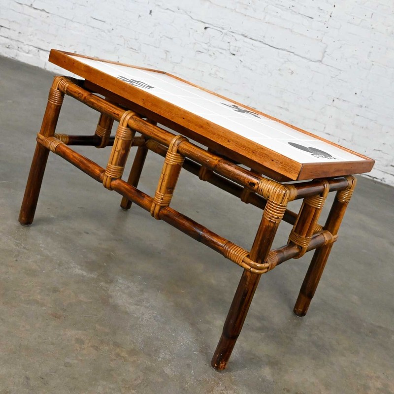 Rattan Campaign Ficks Reed Far Horizons Coffee Table w/Tile Top by John Wisner gallery