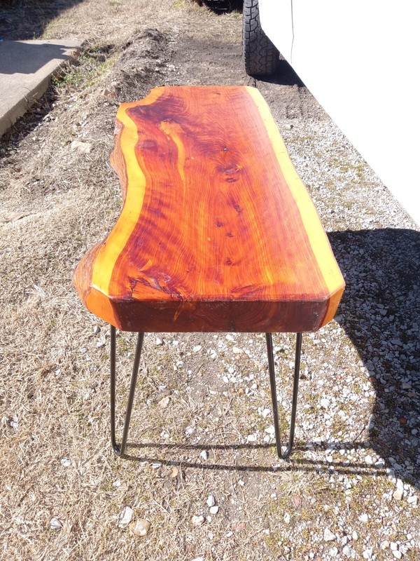 Mid Century Cedar Slab Live Edge Coffee Table (CT-172)