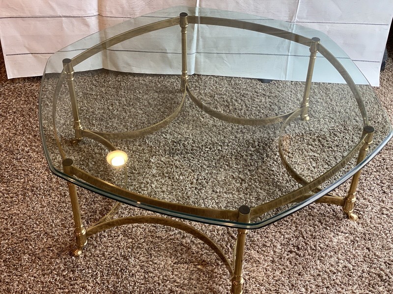 Glass For Labarge Brass Hollywood Regency Hexagonal Coffee Table Glass ONLY!
