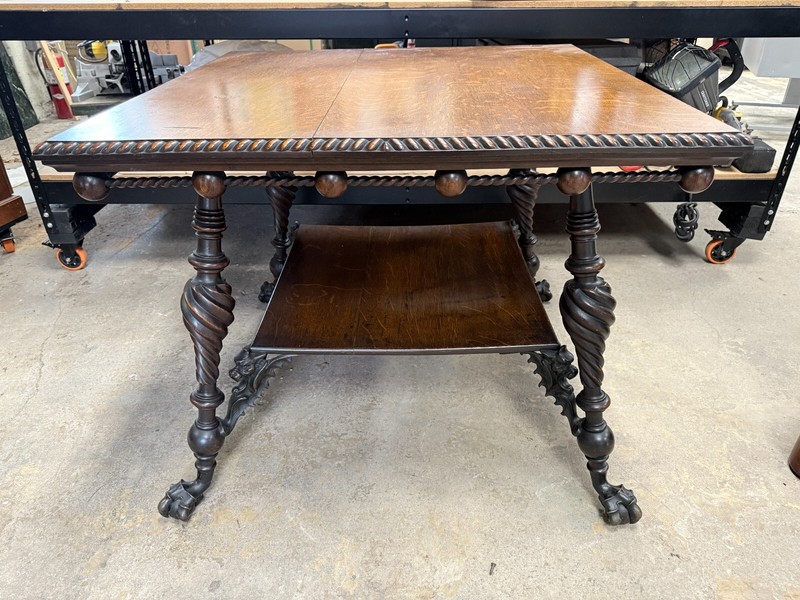 Huntzinger/Merklen Quartersawn Oak Carved Center/Parlor Table Griffins Horner? gallery