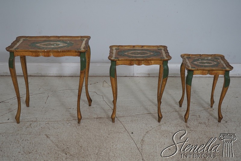 L65874EC: Italian Venetian Paint Decorated Stacking Nest Tables gallery