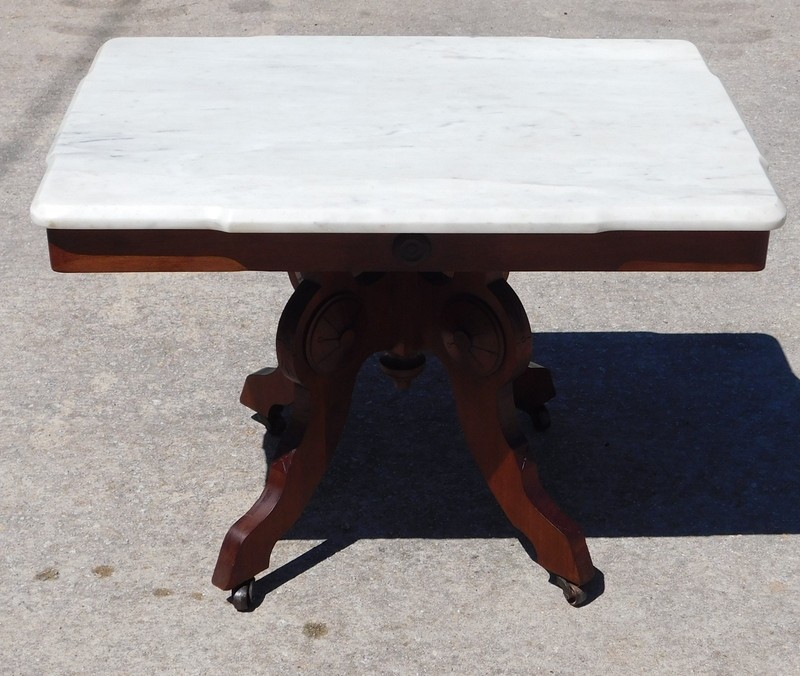 Walnut Victorian Marble Top Coffee Table gallery