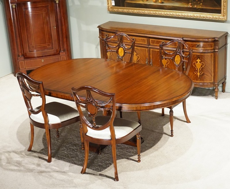 Beautiful 7' transitional Mahogany oval round dining Kitchen table gallery