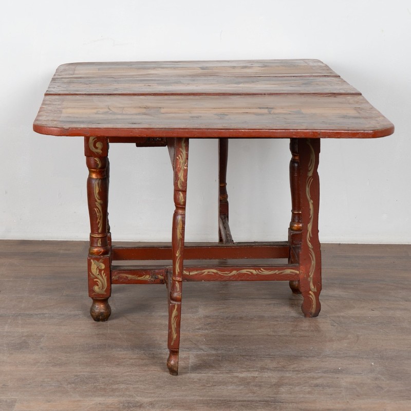 Early 19th Century Original Hand Painted Dutch Drop Leaf Table Console gallery