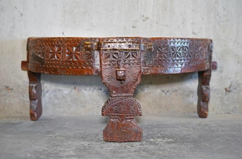 Antique Indian Chakki Teak Coffee Table 19thC gallery
