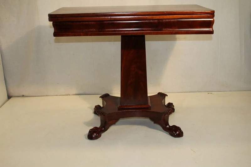 Empire Solid Mahogany Game Card Table, 19th Century gallery