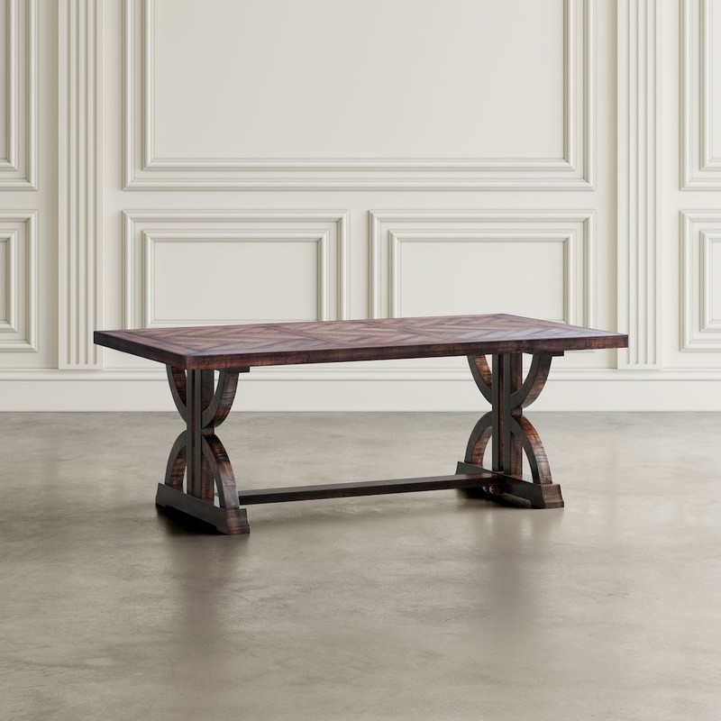 Fairview Transitional Herringbone Distressed Acacia Coffee Table gallery