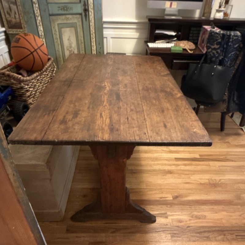 Antique Wooden Rectangular Dining Table Brown Rustic Finish Original