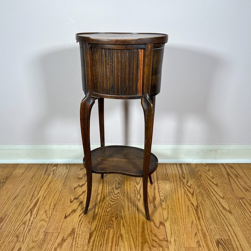 Antique French Side Table With Tambour Door gallery