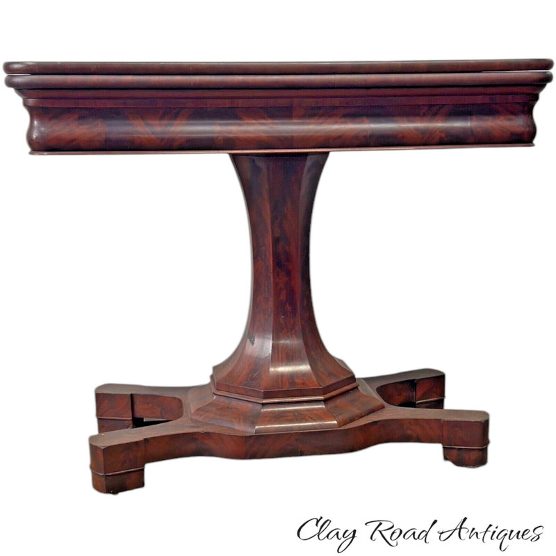 antique empire Meeks card game console table flame mahogany 1830