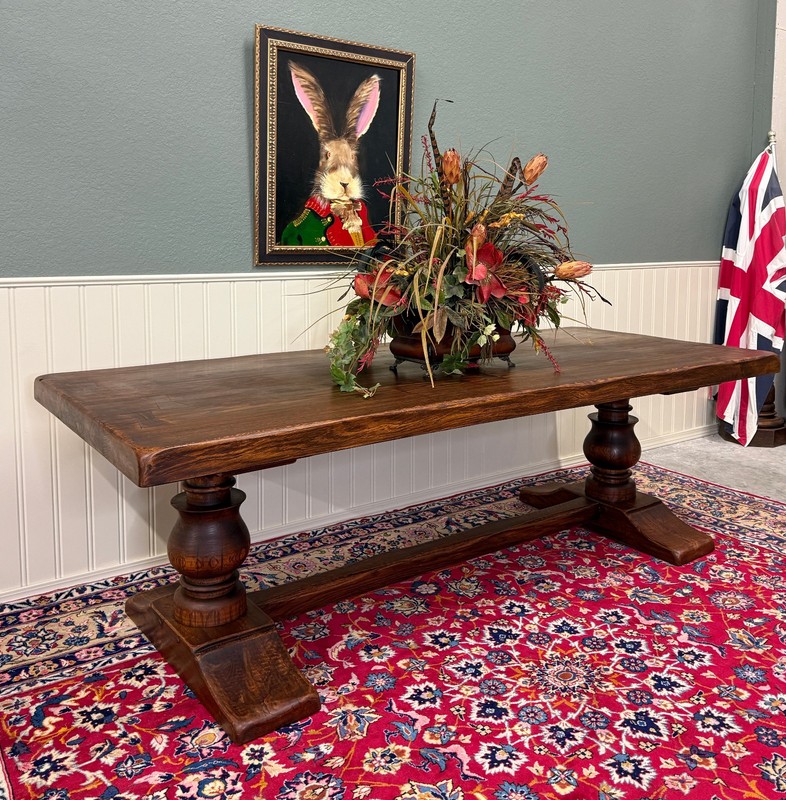 Antique French Dining Farmhouse Monk Refectory Monastery Table Baluster Pedestal