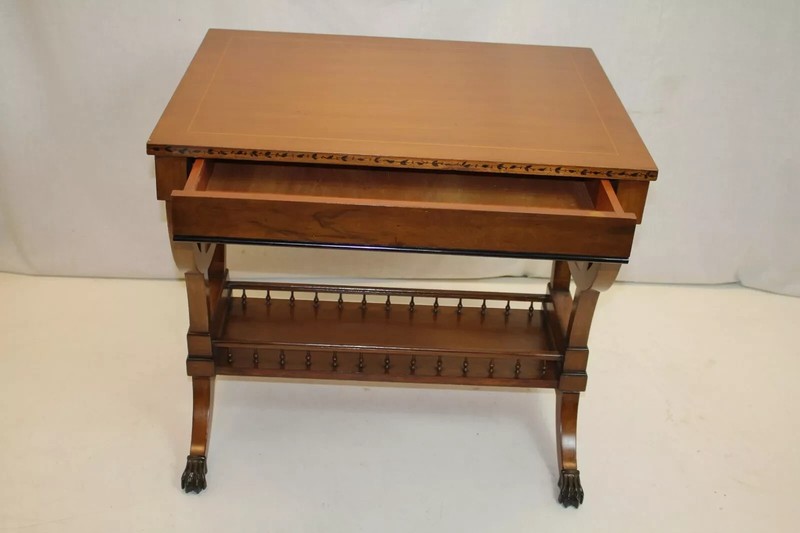 Regency Style Cherry Side End Table with One Drawer Magazine Rack gallery
