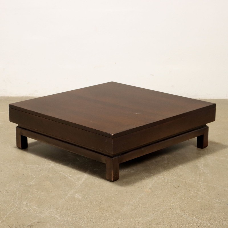 Vintage 1960s Coffee Table Wood Square Top Italy gallery