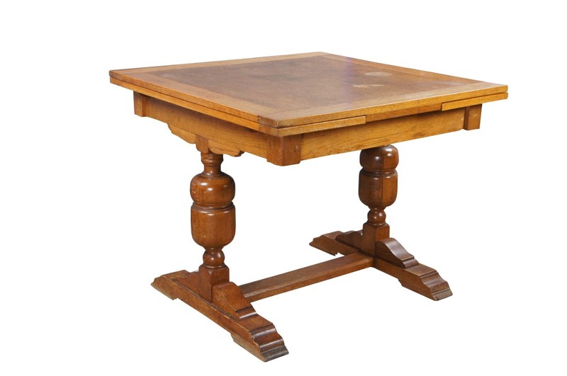 Antique Jacob Summer & Sons Elizabethan Jacobean English Oak Draw Leaf Table gallery