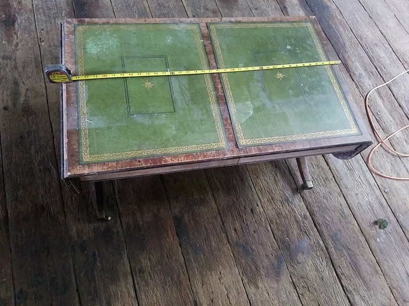 Antique English Coffee Or Side Table with drop leaf gallery
