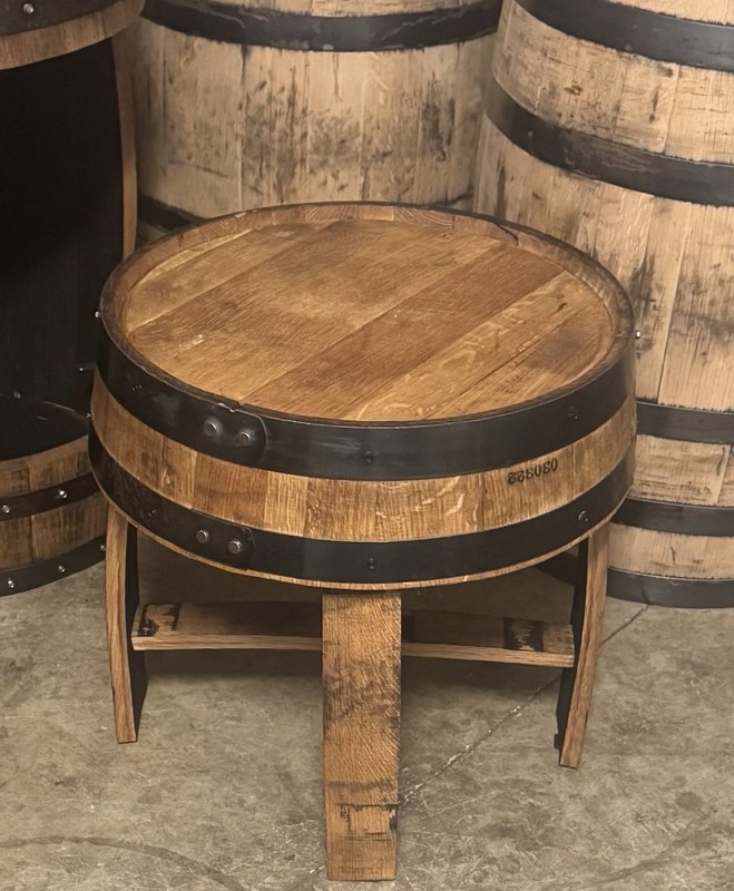 Whiskey Barrel Head Side Table “Free Shipping” gallery