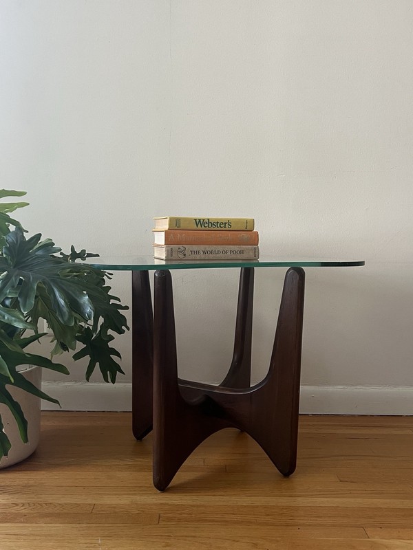 Adrian Pearsall Mid Century Walnut and Glass Side Tables - Pair gallery