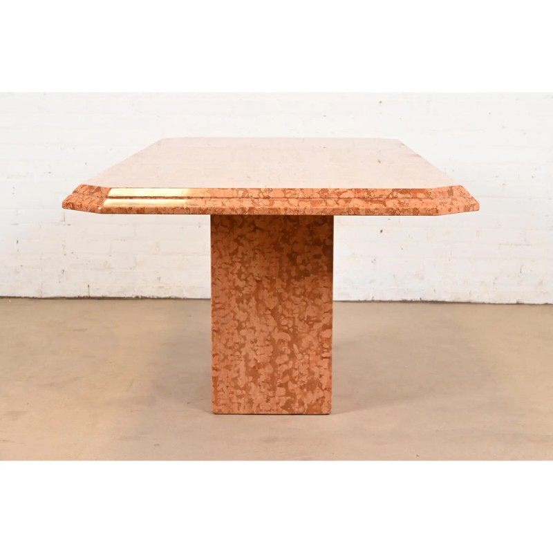 Modern Italian Rouge Marble Pedestal Dining Table, Circa 1970s gallery