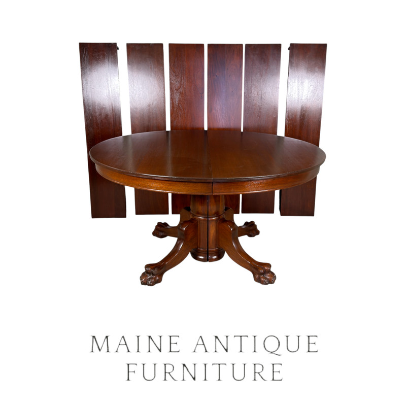 Antique Mahogany Claw Foot Banquet Dining Table – 6 Leaves #22559