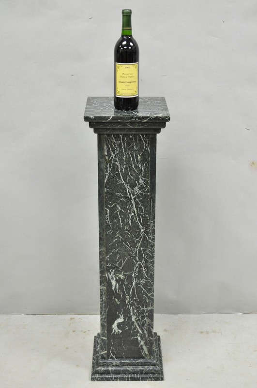 Vintage Italian Classical Style Dark Green Marble Square Column Pedestal Stand gallery