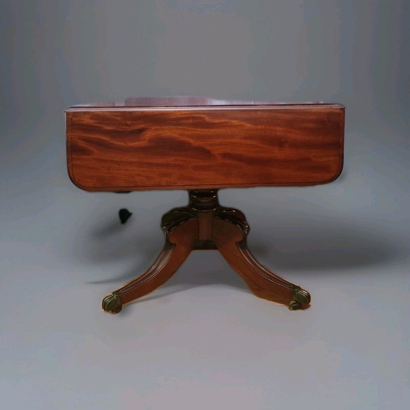 Antique 19th Century Pedestal Drop-Leaf Console Breakfast Table Mahogany