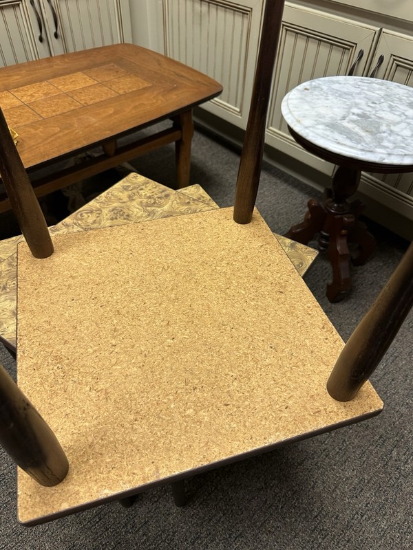 Vintage MCM Set Of 3 Faux Wood Formica Nesting Stacking Tables gallery