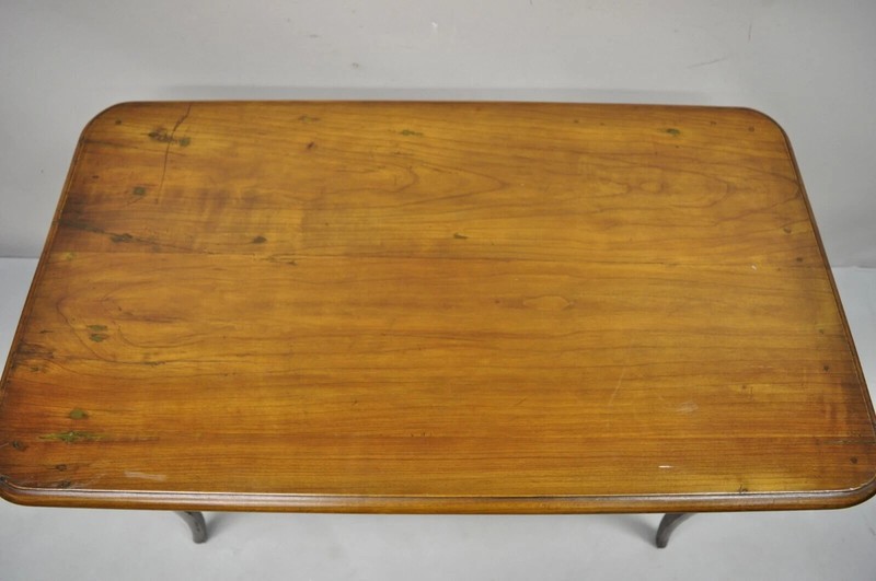 Antique French Provincial Carved Cherry Saber Leg Italian Desk Console Table gallery