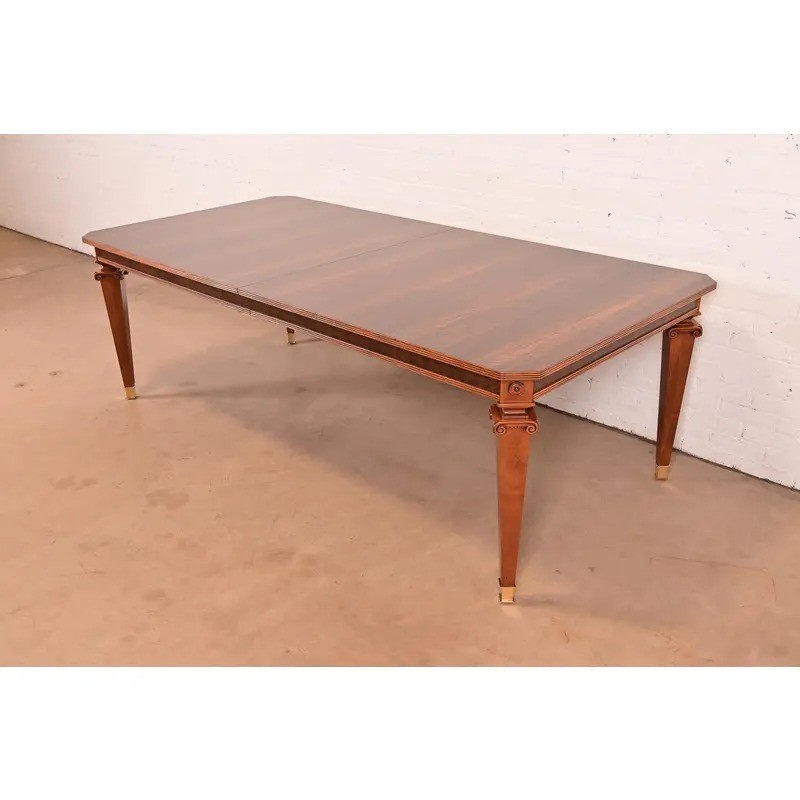 Theodore Alexander French Regency Burl Wood Dining Table, Newly Refinished