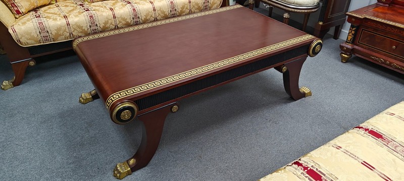 Luxury Italian Coffee Table - Gold Versace Design - Dark Wood gallery