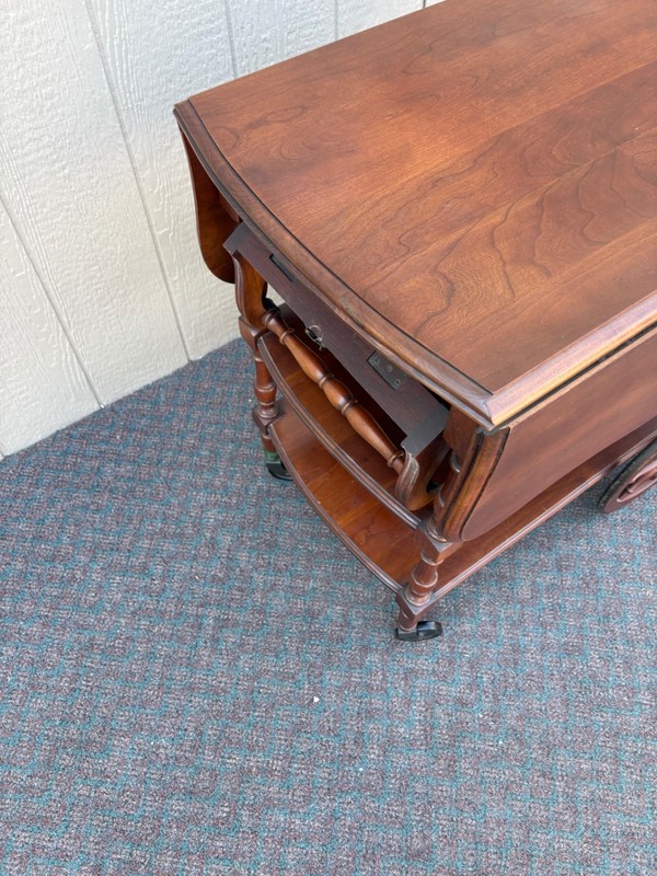 67844 Pennsylvania House Solid Cherry Wood Drop Leaf Tea Cart with Drawer gallery