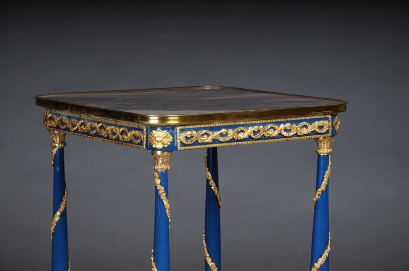 Majestic Empire Side Table 20th Century/Gueridon Beech Wood, Blue Marble gallery