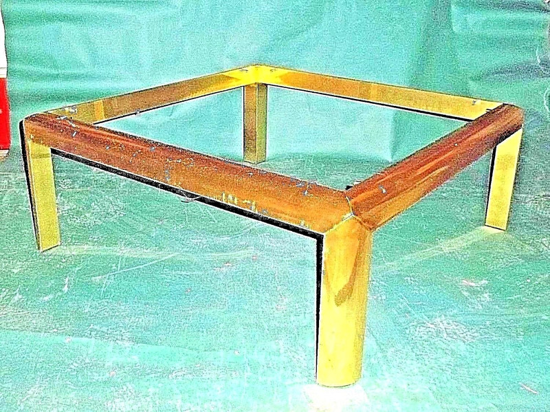 MID CENTURY MODERN SQUARE BRASS COFFEE TABLE gallery