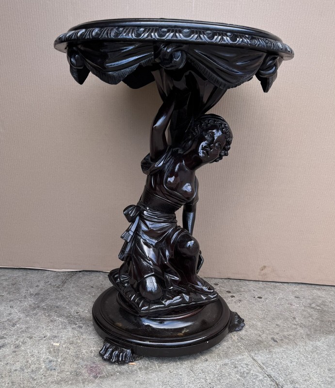 R. J. HORNER CARVED FIGURAL MAHOGANY PEDESTAL