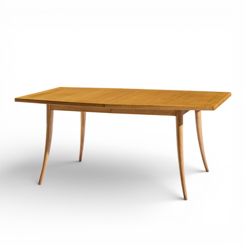 Harvey Probber Mid Century Bleached Mahogany Saber Leg Dining Table with 1 Leaf gallery