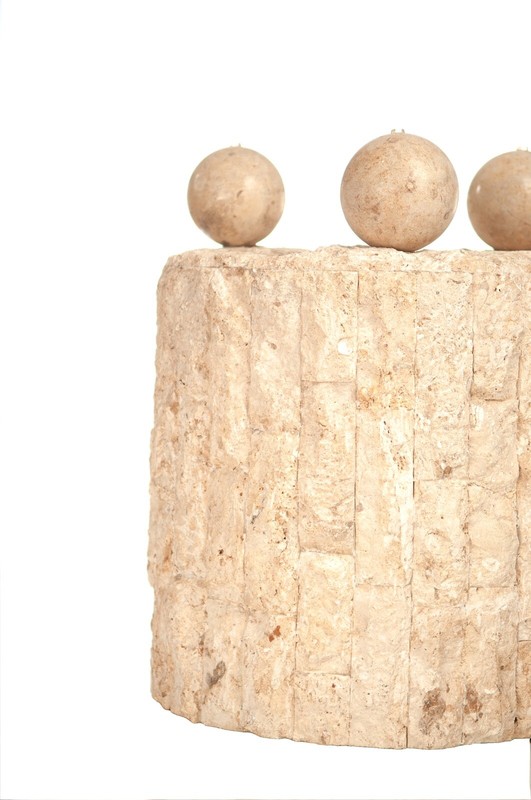1980’s PostModern Tessellated Mactan Table Stone Magnussen Ponte plant stand gallery