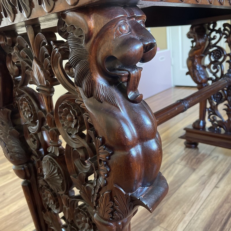 Hand-carved solid mahogany antique Toscano Desk/Table gallery