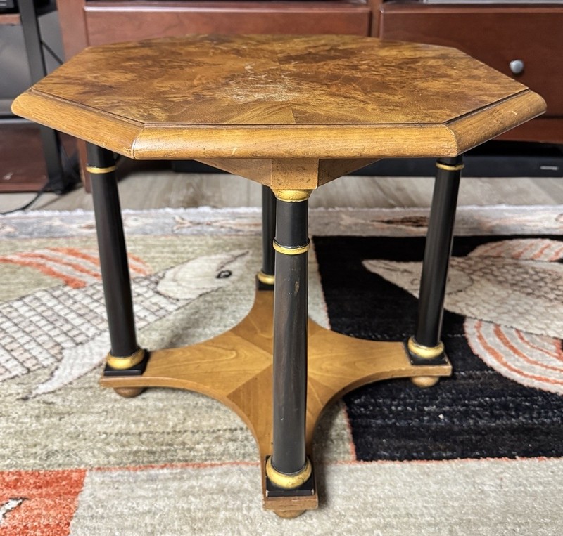 Baker Furniture Neoclassical Burled Walnut Tea Table