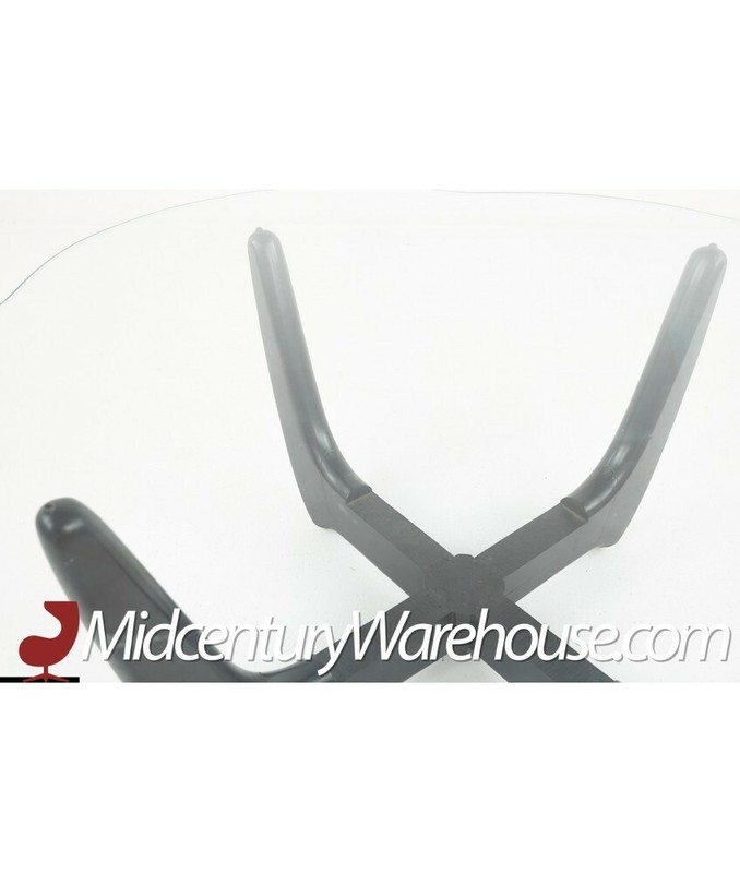 Adrian Pearsall Style Mid Century Glass and Ebonized Base Coffee Table gallery