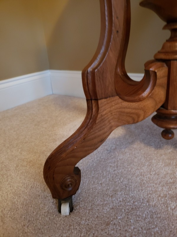 Antique Oval Walnut Marble Top Parlor Table 1800's gallery