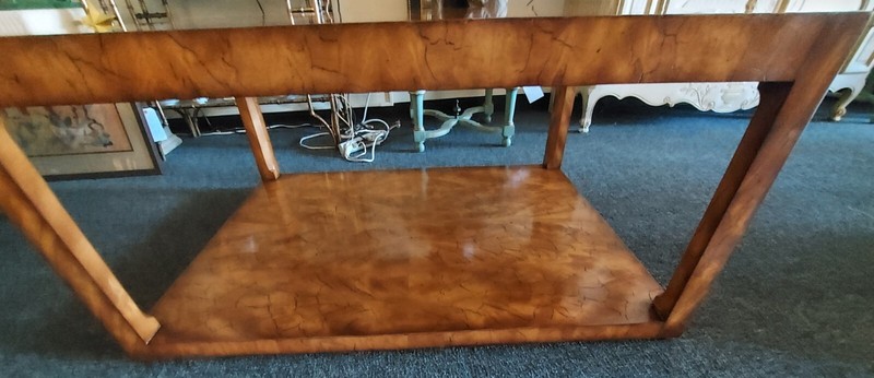 SIGNED THEODORE ALEXANDER BEAUTIFUL COFFEE TABLE WITH LEATHER PULLOUTS gallery