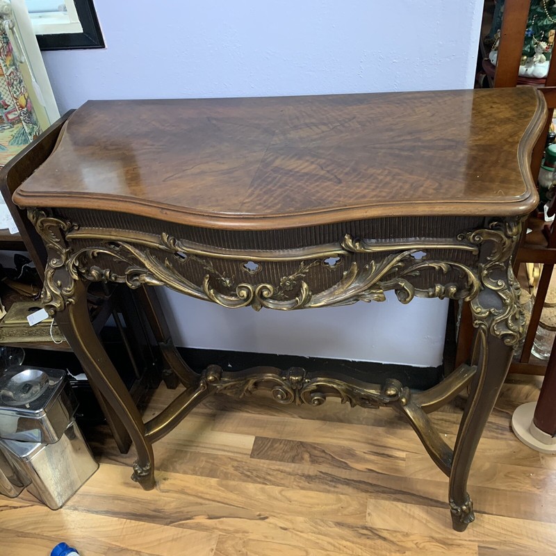 VTG 1930s Italian Hand Carved Gilt Wood 36" Console Table w/ Matching 32" Mirror gallery