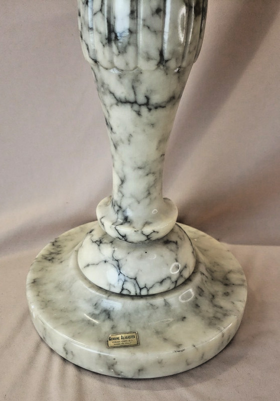 Made in Italy Marble Alabaster Top, Column and Pedestal Table Plant Stand gallery