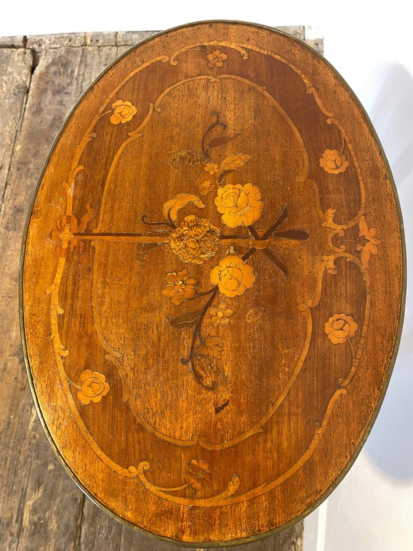 Antique French Louis XV Mahogany Side Table Ormolu Marquetry Brass c.1900 gallery