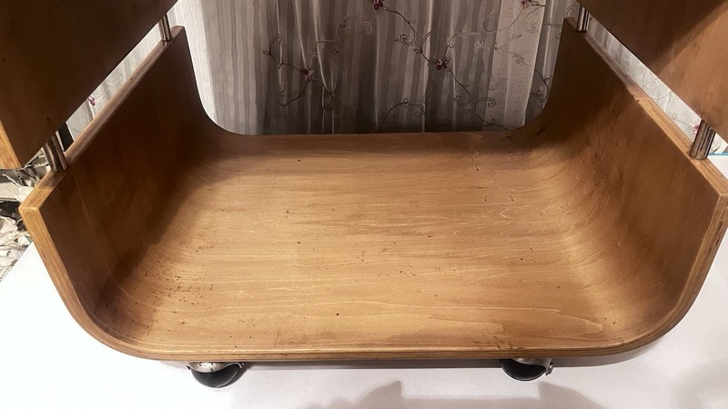 Mid-Century Modern Danish Industrial Bentwood Style Rolling Cube End Table Stand gallery