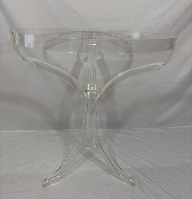 Vintage Mid Century Acrylic Lucite Table Base Stand Round 24"D 25.75"H gallery