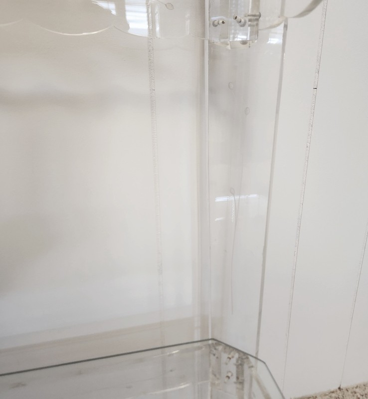 Pair Lucite End Tables 1950s Scalloped and Etched gallery