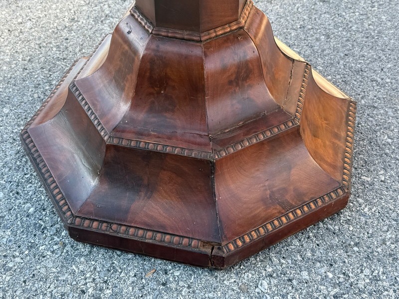 Large antique classical empire center table marble top flame mahogany parlor gallery