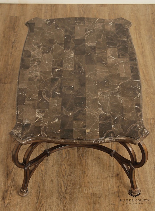 Rustic European Style Faux Marble Top Metal Base Coffee Table gallery