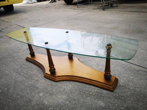Hollywood Regency Glass Top / Serpent Legs COFFEE TABLE & END TABLE matched set