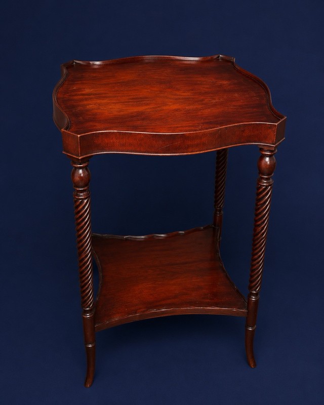 Flame Mahogany Table Barley Twist Georgian Revival 2 Tier Lamp Or Side Table